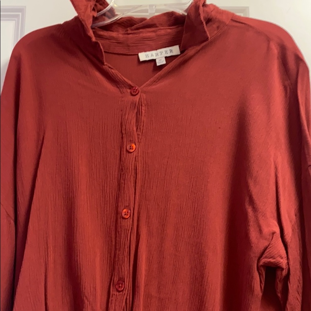 Harper red button up with tie